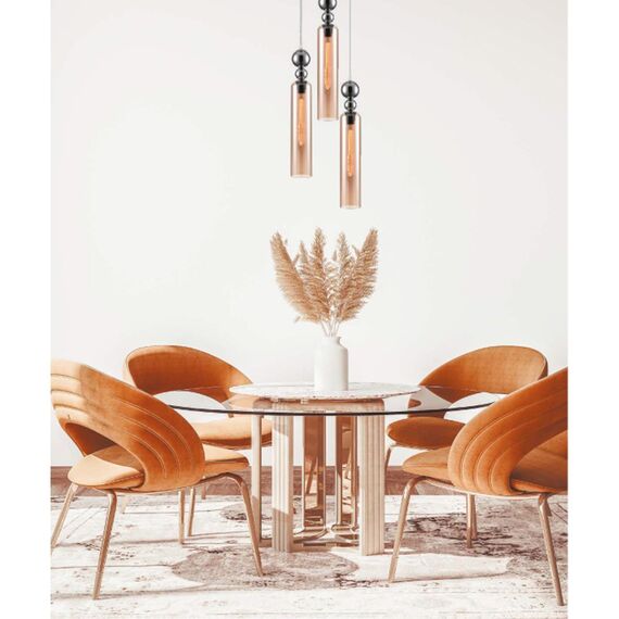 8065/1A MODERNI LN25 298 хром/амбер, металл/стекло Подвесной светильник E27 1*60W 220V LORENZO, изображение 3