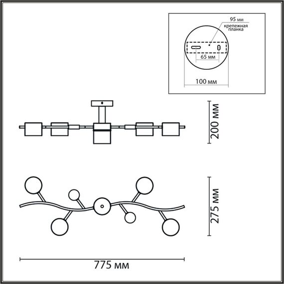 8194/5C COMFI LN25 261 черный, металл/дерево/пластик Потолочный светильник LED GX53 5*9W 220V CRYPTO, изображение 2