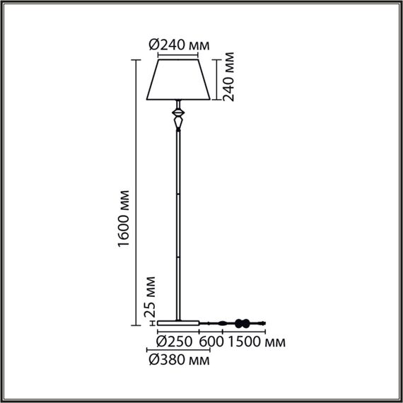 8274/1F CLASSI никель/белый/серый, металл/керамика/ткань Торшер Е27 1*60W 220V VERMONT, изображение 2