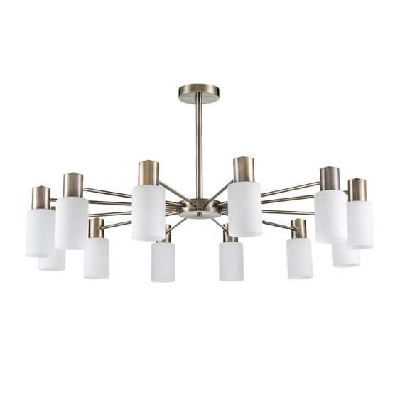 8100/12C COMFI LN25 73 бронза/белый металл/стекло Люстра потолочная Е14 12*40W 220V MAVE