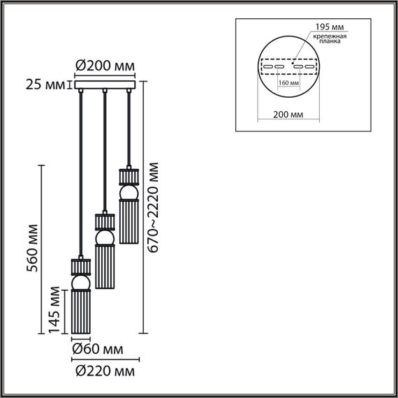 8276/3A MODERNI латунь/прозрачный, металл/стекло Подвес Е14 3*40W 220V DENVER, изображение 2