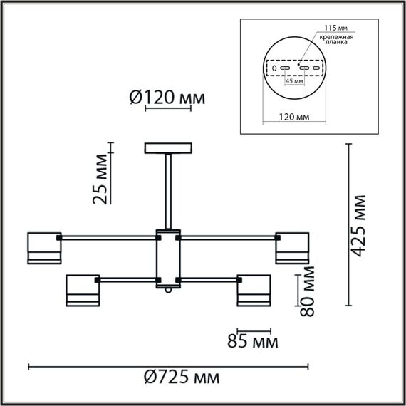 8240/8C COMFI LN25 197 черный/латунь, металл/акрил Люстра потолочная LED GX53 8*7W 220V LANIKA, изображение 2