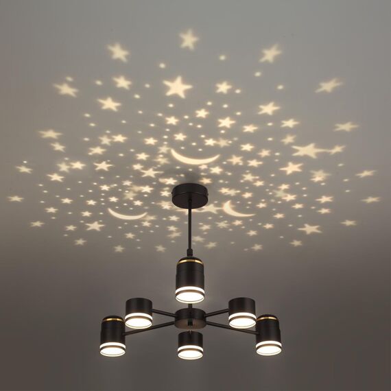 8234/6C COMFI LN25 000 черный, металл/акрил Люстра потолочная LED GX53 6*10W + LED-проектор 3*5W 2700К 220V VIRSAVA, изображение 3