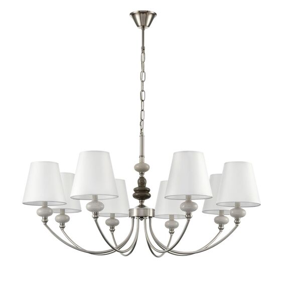 8283/8 CLASSI никель/белый, металл/керамика/текстиль Люстра Е14 8*40W 220V KENTUKI