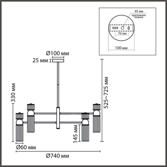 8276/8 MODERNI латунь/прозрачный, металл/стекло Люстра Е14 8*40W 220V DENVER, изображение 2
