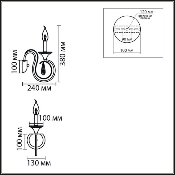 8032/1W CLASSI LN26 металл/хрусталь, хром/прозрачный Бра E14 1*40W 220V LAOKA, изображение 2