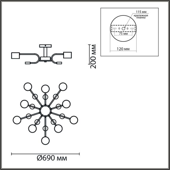 8196/10C COMFI LN25 262 белый, металл/дерево/пластик Потолочный светильник LED GX53 10*9W 220V RONDO, изображение 2