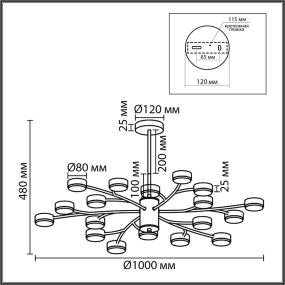 8265/18 COMFI LN26 металл, белый Люстра GX53 LED 18*7W 220V TORINA, изображение 2