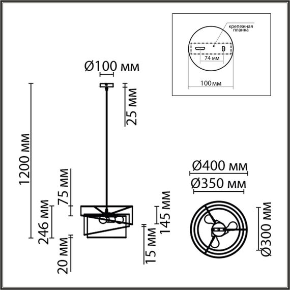 8040/3 MODERNI LN25 136 никель/белый/серебро/черный, металл/текстиль Подвесной светильник Е27 3*60W 220V INDIRA, изображение 2