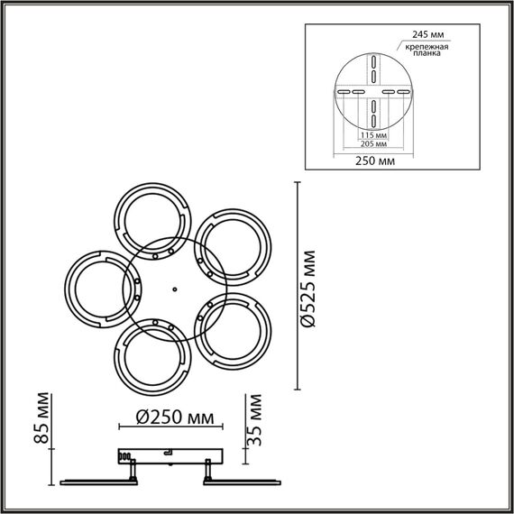 8027/55CL LEDIO LN25 247 белый/белый, металл/акрил Потолочный светильник с ПДУ LED 55W 3000-6000К 220V KALIFA, изображение 2