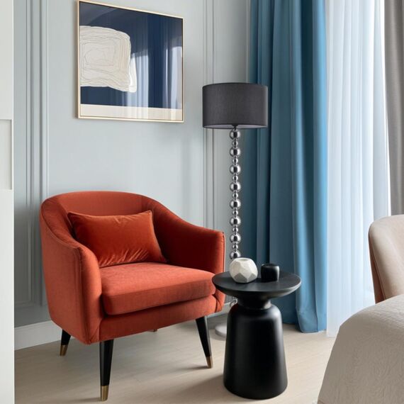 8079/1F NEOCLASSI LN25 369 хром/черный металл/текстиль Торшер E27 1*60W 220V NAVILA, изображение 3