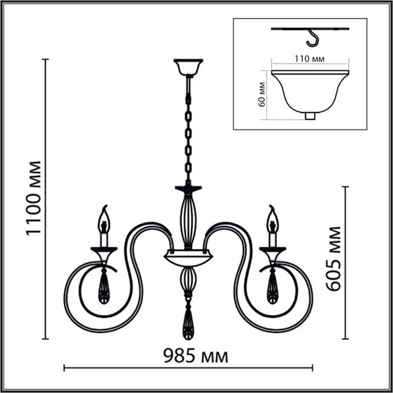 8032/10 CLASSI LN25 20 хром, металл/хрусталь Люстра подвесная Е14 10*40W 220V LAOKA, изображение 2