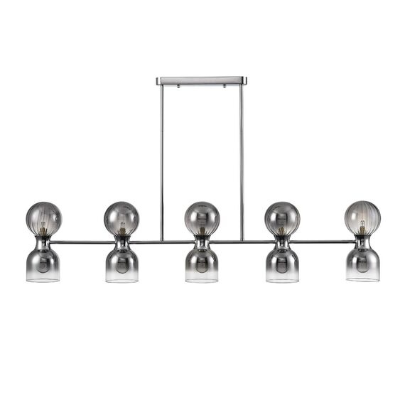 8114/10 MODERNI LN25 142 хром/дымчатый, металл/стекло Подвесной светильник G9 5*30W + E14 5*40W 220V TAUNA