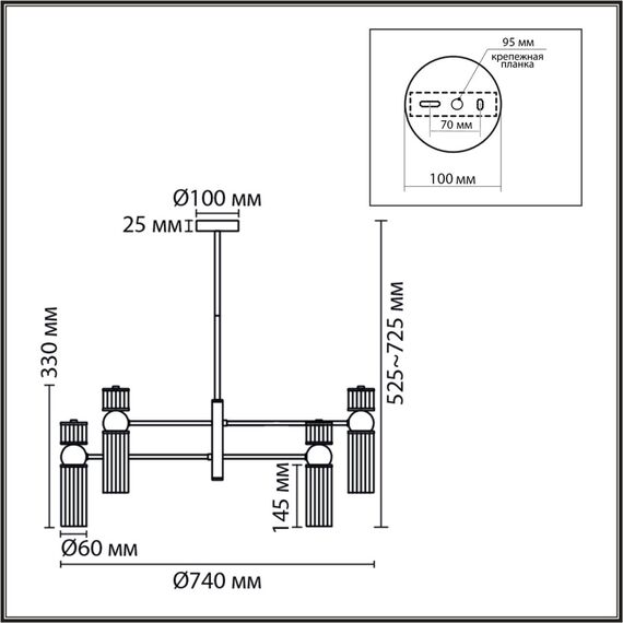 8277/8 MODERNI сатин никель/прозрачный, металл/стекло Люстра Е14 8*40W 220V DENVER, изображение 2