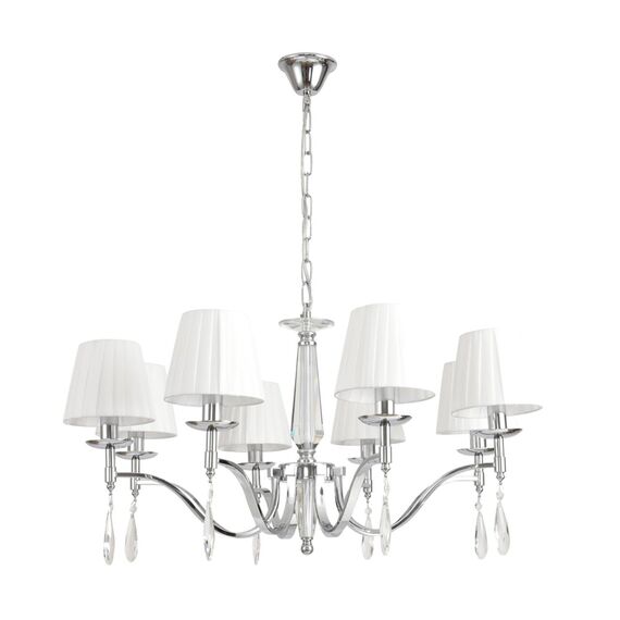 8316/8 CLASSI LN26 хром/белый, металл/хрусталь/текстиль Люстра E14 8*40W 220V MAGDA