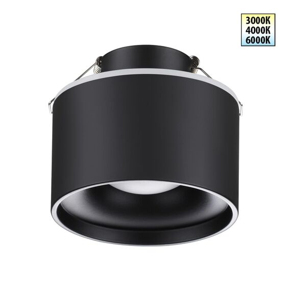 358962 SPOT NT22 447 черный Светильник встраиваемый с переключ. цв. температуры IP20 LED 3000К\4000К\6000К 12W вниз + 3W вверх 110-265V GIRO