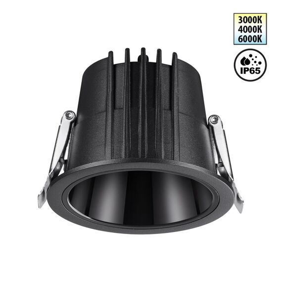 359425 SPOT NT24 438 черный Светильник встраиваемый с переключателем цв. температуры IP65 LED 10W 170-265V 3000К\4000К\6000К LANG