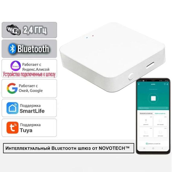 359457 GATE NT24 097 белый Интеллектуальный Bluetooth-шлюз Tuya Smart Life для умного дома 2,4ГГц IP20 EASY, изображение 3