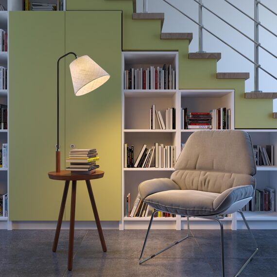 4666/1F HALL ODL20 443 темное дерево/рогожка Торшер E27 1*60W 220V KALDA, изображение 3