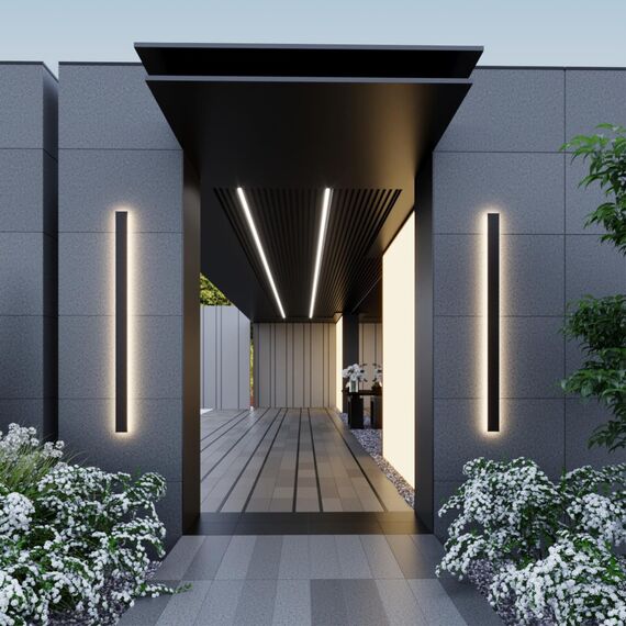 4379/36WL HIGHTECH ODL23 389, 717 черный/металл Настенный светильник IP54 LED 36W 1300Лм 3000K 120° FIBI, изображение 3