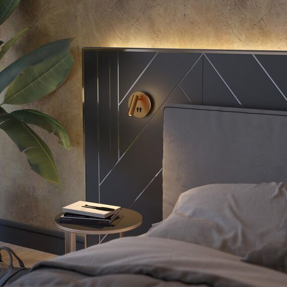 3913/9WL HIGHTECH ODL20 409 золот/металл Настен.св-к с лампой д/чтения с выкл LED 9W 3000K 220V BEAM, изображение 3