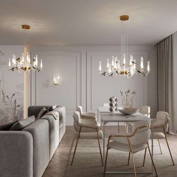 5431/30L L-VISION ODL_EX24 123 золотой(под латунь)/белый градиент/беж./зеленый/ металл/стекло/керамика Люстра LED 30W 4000K LARK, изображение 3