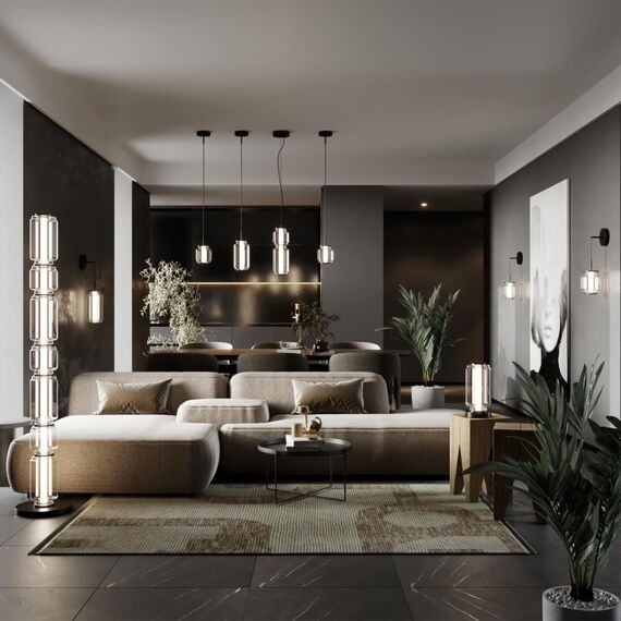 5409/53FL HIGHTECH ODL_EX24 141 черный/прозрачный/металл/стекло/акрил Торшер LED 53W 3000K 3200Лм JAM, изображение 3