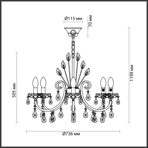 4977/8 HALL ODL23 649 золотой/хрусталь Люстра E14 8*40W VERSIA, изображение 2