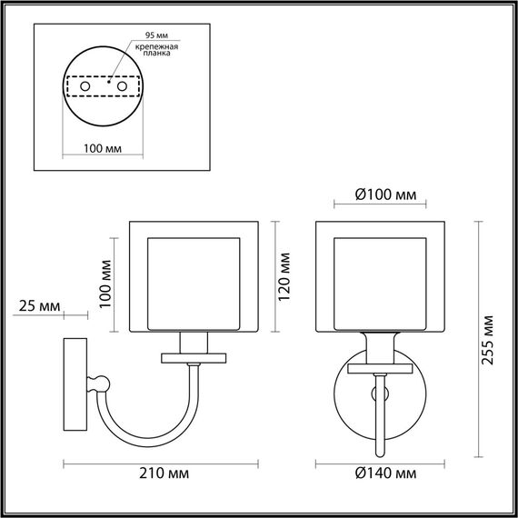 5088/1W CLASSIC ODL25 655 античная бронза/стекло Бра E14 1*40W SAGA, изображение 2