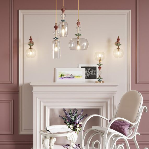 4855/1B CLASSIC ODL_EX21 195 золото/разноцветн./керамика/стекло Подвес E14 1*40W BIZET, изображение 3