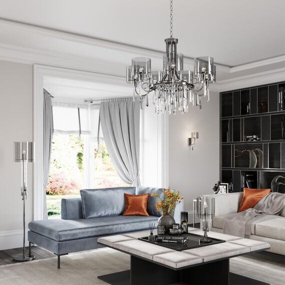 4890/1F HALL ODL_EX23 91 черный хром/дымчатый/ металл/стекло Торшер E27 1*40W NICOLE, изображение 3