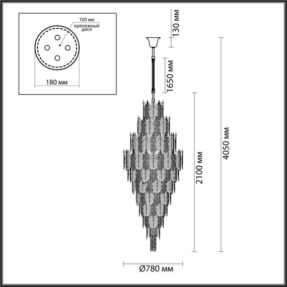 5049/54 HALL (В 3-Х КОРОБКАХ) ODL24 629 золото/прозрачный/металл/хрусталь/стекло Люстра E14 54*25W TEARS, изображение 2