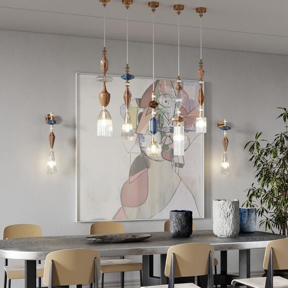 5414/1C MODERN ODL_EX25 93 античная бронза/бежев/коричнев/стекло/керамика Подвес E14 1*40W TERRA, изображение 3