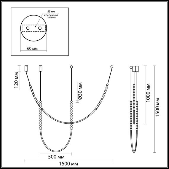 6639/24CL HIGHTECH ODL24 291 металл/античная бронза/белые бусы из акрила Потолочный светильник (в комплекте 2 нити) IP 20 LED 24W 3500K 220V MONELLA, изображение 2
