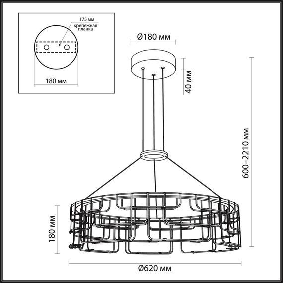 7060/44L HIGHTECH ODL26 Подвесной светильник  нерж/сталь золото IP20 LED 44W 3960Лм 3000K 220V ZAHA, изображение 2