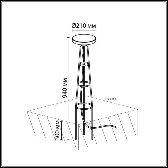 7108/15GL NATURE ODL26 Уличный встраиваемый в грунт светильник 940мм окраш. под дерево/металл IP65 LED 12W 278Лм 3000K 220-240V LIANA, изображение 2