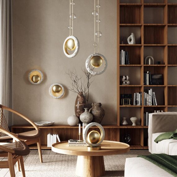 5443/1 HIGHTECH ODL_EX25 111 сатинированн.латунь/беж./металл/полирезин/стекло Подвес 1*G9 LED*6W SATURN, изображение 3