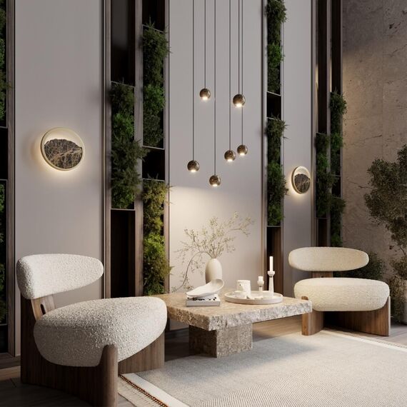 7068/5L MIDCENT ODL26 Подвесной светильник мрамор Bidasar/металл IP20 LED 5W 3000K 220V DEX, изображение 3