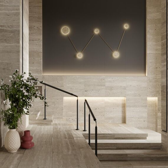 6625/25WL HIGHTECH ODL24 225 бежевый/металл/травертин Настенный светильник IP20 LED 24W 3000K 220V TRAVERTINO, изображение 3