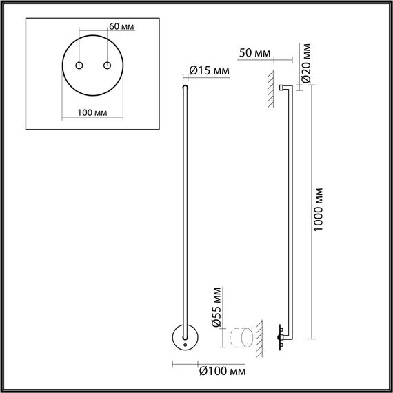 7022/14WL HIGHTECH ODL25 245 Настенный встраиваем. светильник металл/акрил IP20 LED 3000K 220V TEO, изображение 2