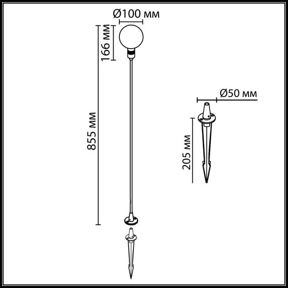 7121/2GLA NATURE ODL26 Уличный светильник 855мм металл/стекло IP65 LED 2W 99Лм 24V DANDE, изображение 2