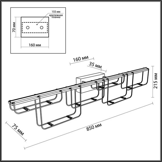 7060/12WL HIGHTECH ODL26 Настенный светильник  нерж/сталь золото  IP20 LED 12W 1080Лм 3000K 220V ZAHA, изображение 2