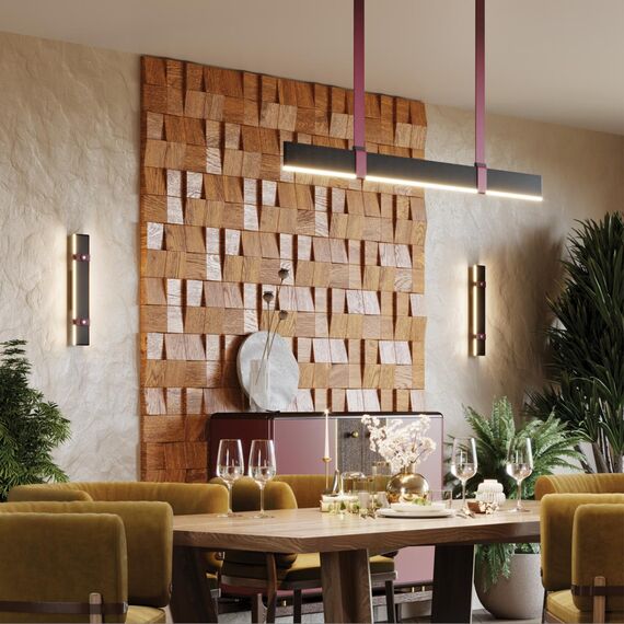 6629/25WL HIGHTECH ODL24 275 металл/экокожа/ткань/акрил бордовый/черный Настенный светильник IP20 LED 25W 3000K 220V VINCENT, изображение 3