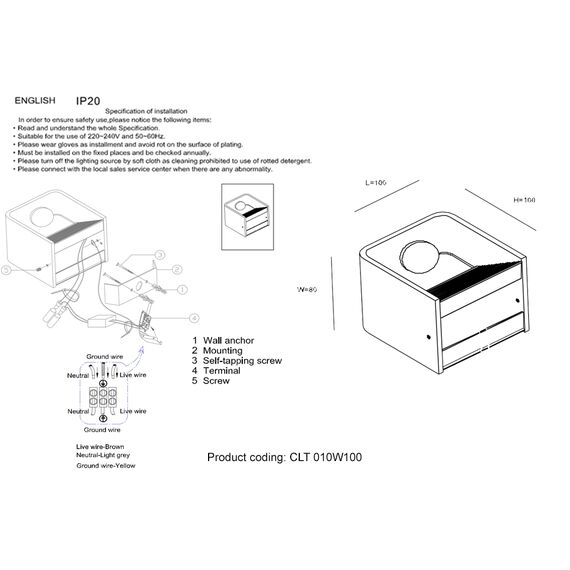 Бра Crystal Lux CLT 010W100 WH, изображение 2