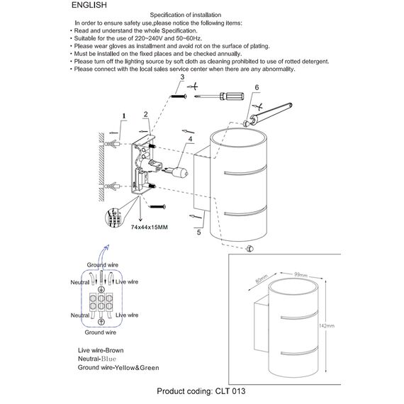 Бра Crystal Lux CLT 013 BL, изображение 2