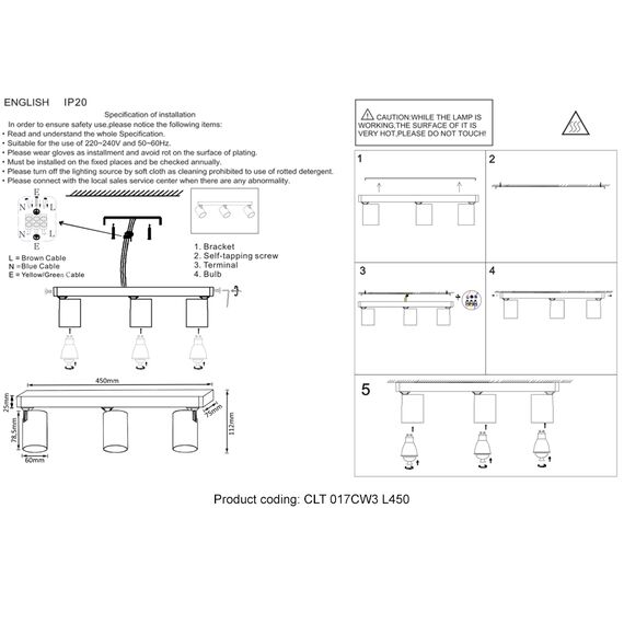 Светильник потолочный Crystal Lux CLT 017CW3 L450 WH, изображение 2