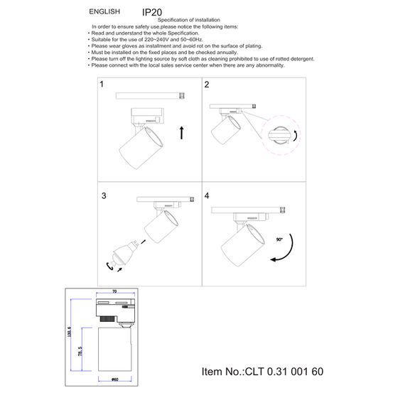 Cветильник трековый однофазный Crystal Lux CLT 0.31 001 60 WH, изображение 2