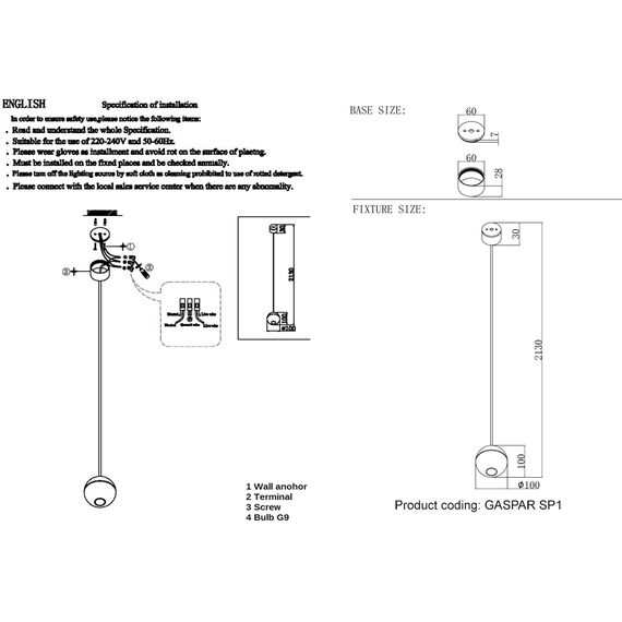 Светильник подвесной Crystal Lux GASPAR SP1 WHITE, изображение 5