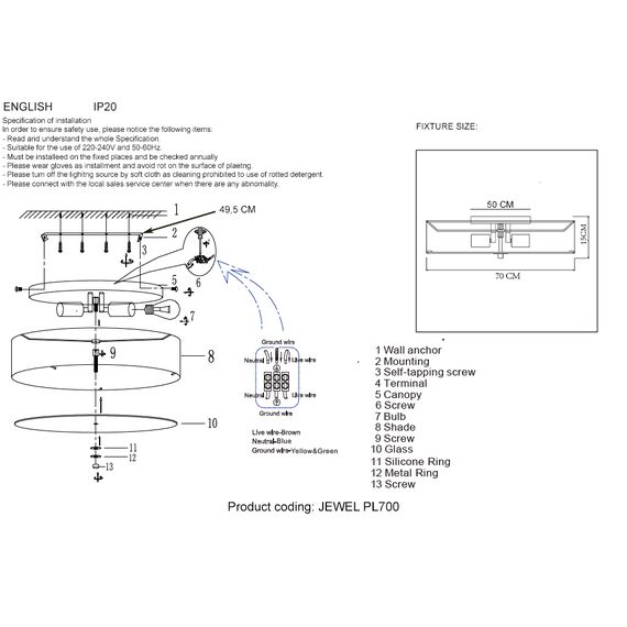 Светильник потолочный Crystal Lux JEWEL PL700 GR, изображение 3
