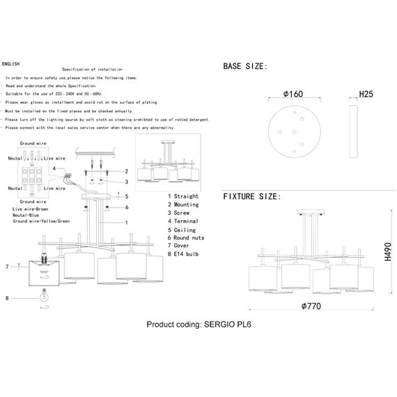 Люстра Crystal Lux SERGIO PL6 GOLD, изображение 5